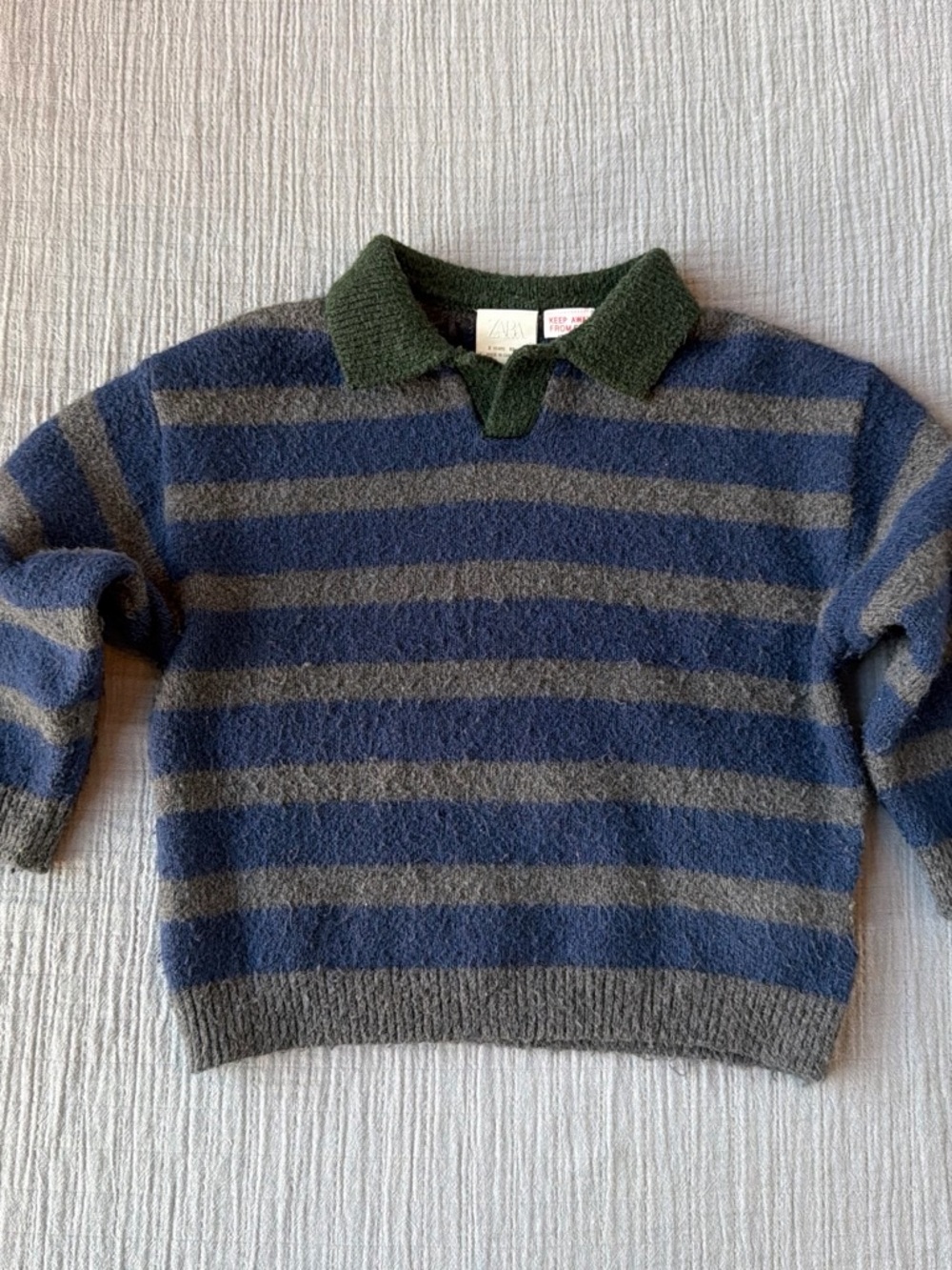 Zara kids blue and gray striped toddler sweater